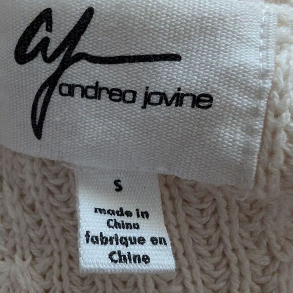 Andrea jovine ecru Black Color Block striped v-neck sweater size s - Picture 5 of 8